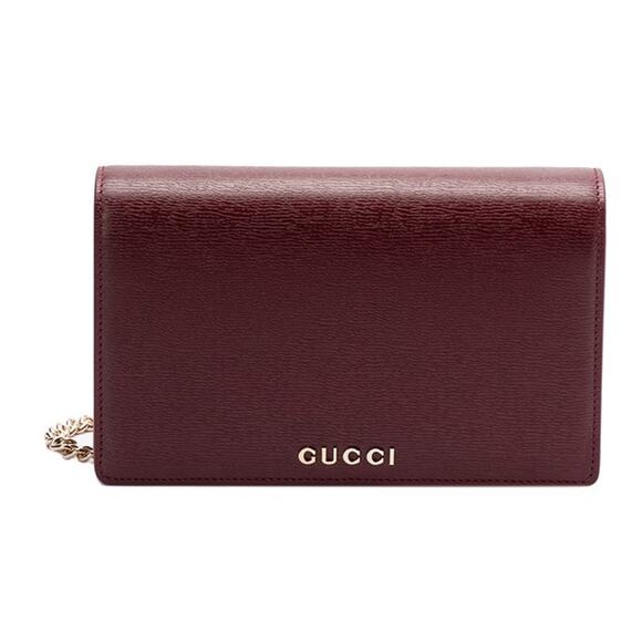 NEW! GUCCI BURGUNDY RED LEATHER CHAIN CROSSBODY WALLET BAG BOX AUTHENTIC! - Picture 1 of 8